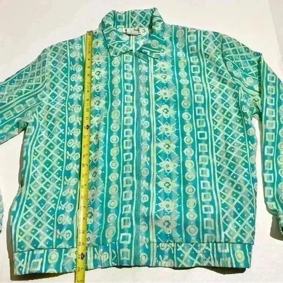 Vintage Teddi Graphic Aztec Geo Windbreaker Track Zip Front Jacket Womens XL - Picture 5 of 5
